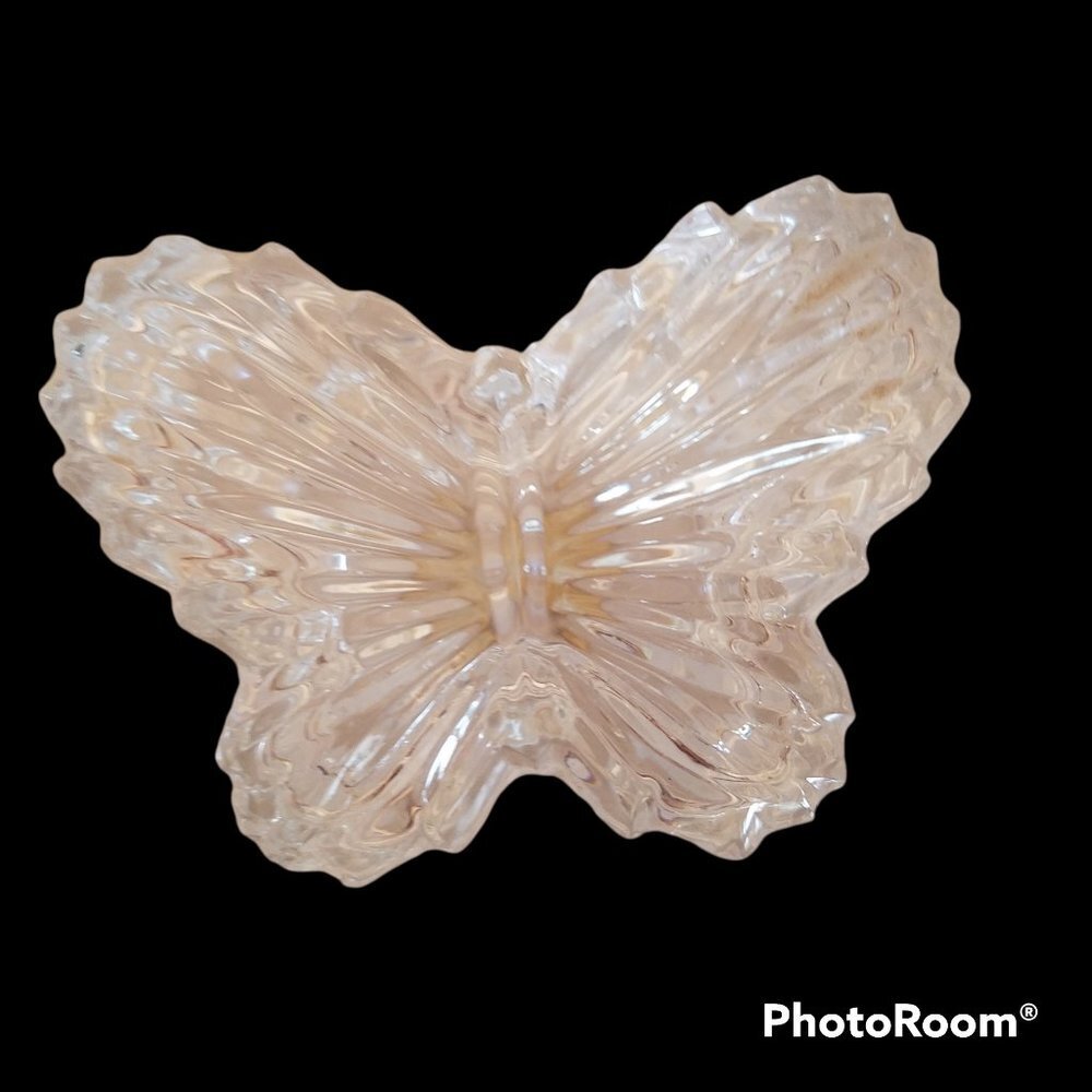 Zajecar 24% lead‎ crystal butterfly trinket jewelry box, made in Yugoslavia